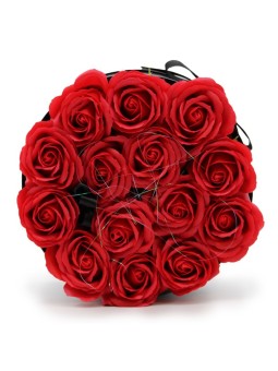 Bouquet di Fiori di Sapone - 14 Rose Rosse - Rotondo
