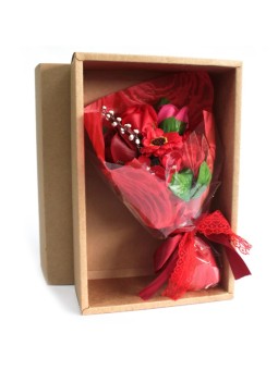 Bouquet Fiori di Sapone Rosso con Confezione Aqua di Amalfi